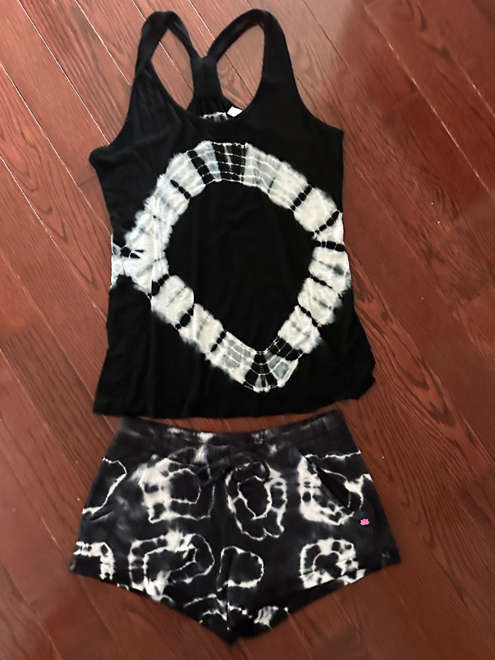 Black & White Tie-Dye Tank and Shorts Set